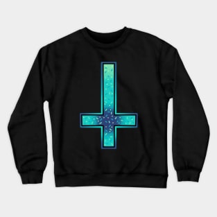 inverted cross, aqua blue with confetti sprinkles Crewneck Sweatshirt